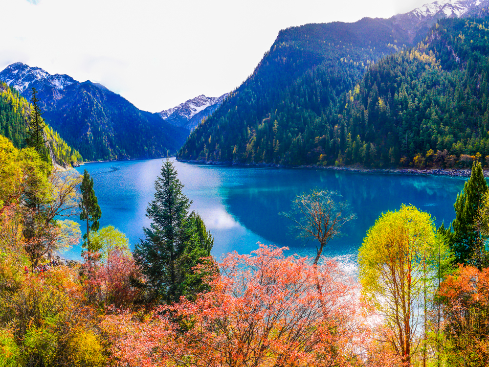 Discover Jiuzhaigou Valley in Sichuan, China, renowned for its vibrant turquoise lakes, stunning waterfalls, snow-capped peaks, and unique Tibetan culture