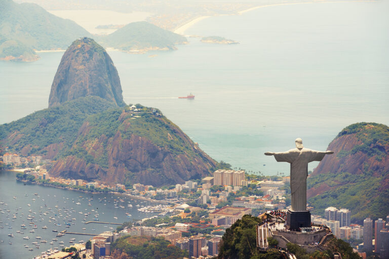 Visit the iconic Christ the Redeemer statue in Rio de Janeiro, one of Brazil's most famous landmarks